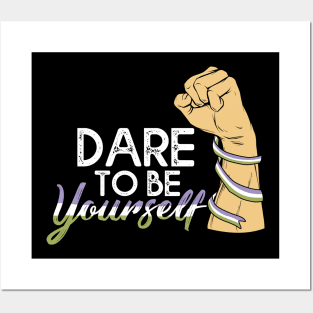 Dare To be Youself awareness Genderqueer Pride LGBT Posters and Art